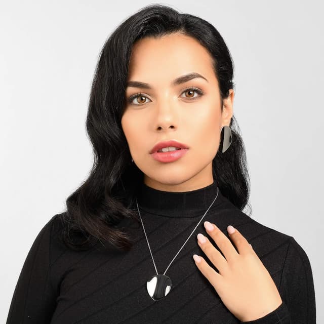 Detalle 2 de Namana Grandes boucles d’oreilles effet miroir pour femme (40 mm) en acier inoxydable ou plaqué or