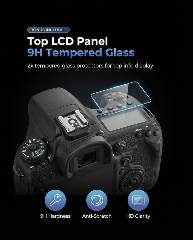 Detalle 2 de iDaPro Displayschutzfolie für Nikon Z7 II / Z6 II + Top Screen (2+2 Pack) aus gehärtetem Glas