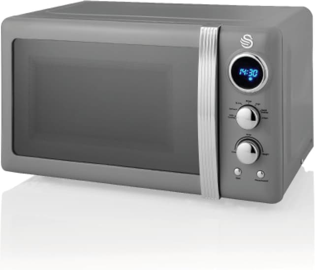 Detalle de Swan Retro LED Digital Microwave Grey, 20L (800W) with Defrost Setting, SM22030LGRN