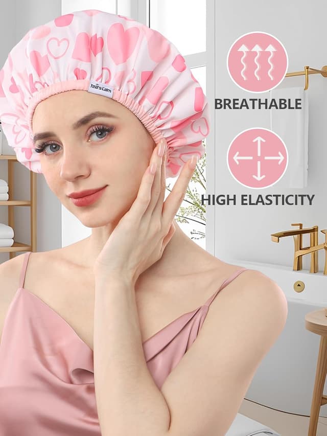 Thumbnail 5 de Years Calm Duschhaube Damen wasserdicht Rosa 2-lagig