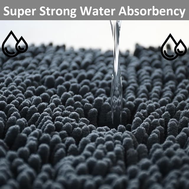 Detalle 2 de 3-Piece Chenille Bathroom Rug Set with Non-Slip PVC Backing (Small U-Shape + Large Mats)