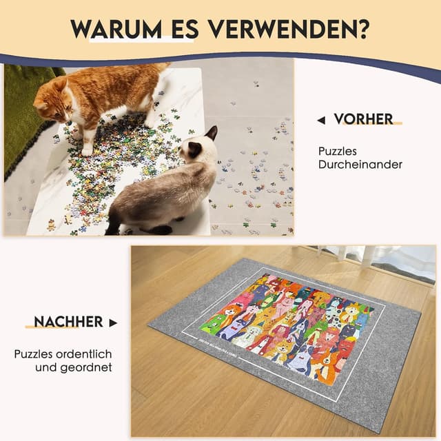 Detalle 2 de Nariolar Puzzlematte Puzzle Matte Roll für 500/1000/1500 Teile (Grau) – Zubehör zum Aufbewahren & Transportieren