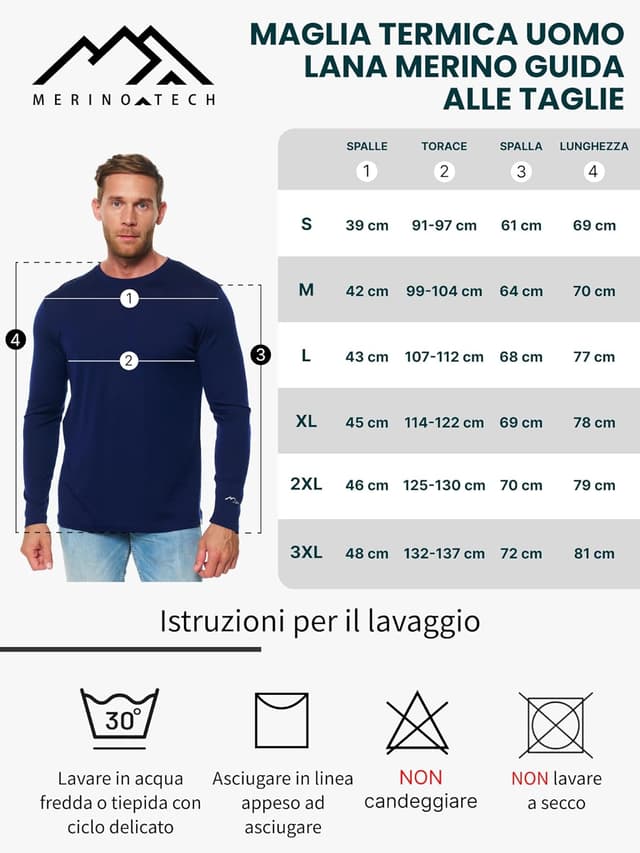 Thumbnail 6 de Merino.tech Maglia Termica in Lana Merino Uomo 100% (leggero/medio/pesante) con calzini in omaggio