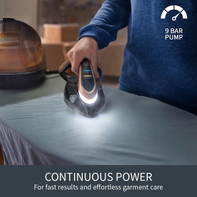 Detalle de Tefal GV9820G0 Pro Express Vision smart steam generator iron (9 bar) – black & gold