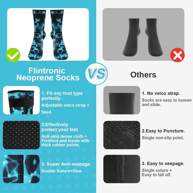 Thumbnail 6 de flintronic Calzini da immersione in neoprene da 3 mm con suola antiscivolo per snorkeling, surf, vela e kayak