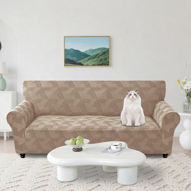 Detalle 2 de CYCMACO Copridivano Elasticizzato 3 Posti con Braccioli (Kaki) antimacchia, antiscivolo e lavabile