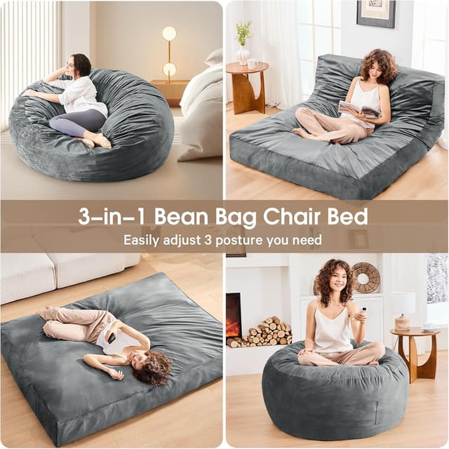 Thumbnail 6 de ILPEOD Bean Bag Chair 100% Convertible Bed