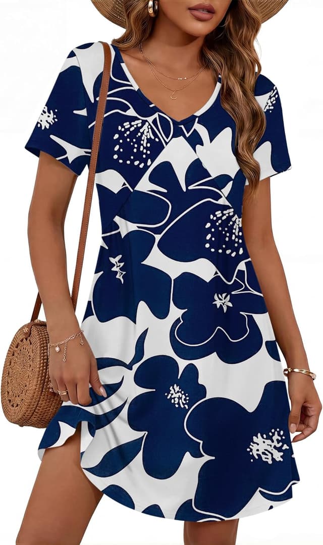 Thumbnail 6 de Robe PLOKNRD à col V décontractée, manches courtes et taille haute (polyester/élasthanne)