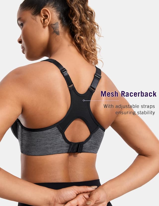 Detalle 2 de SYROKAN Women’s High Impact Sports Bra with Underwire, Racerback and Padded Cups