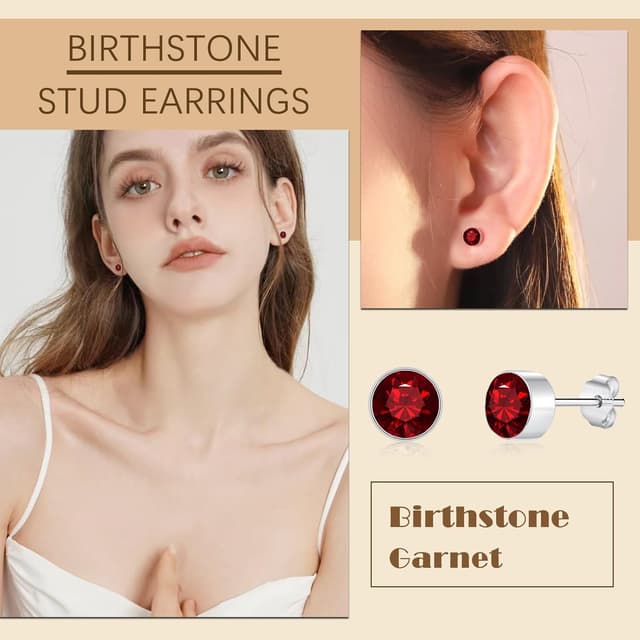 Detalle 2 de Cangall Ohrstecker Silber 925 Klein mit Zirkonia, 6 mm – hypoallergen für Damen & Mädchen