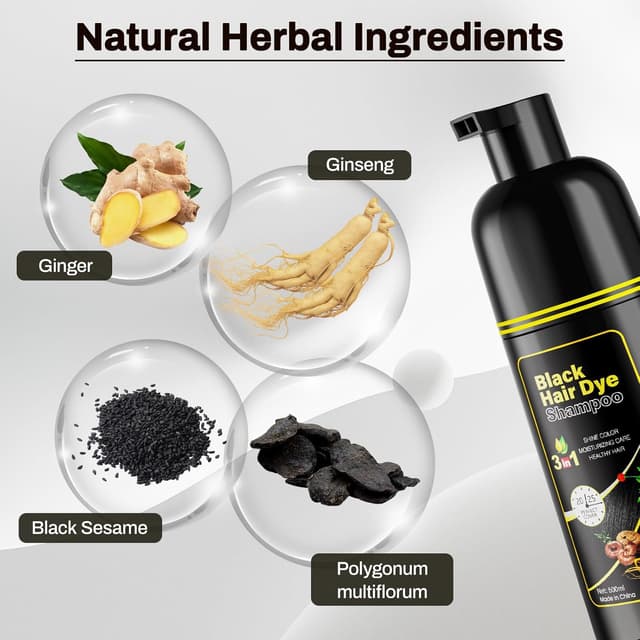 Detalle 2 de Schwarzes Haarfärbe Shampoo 3 in 1 für graue Deckung