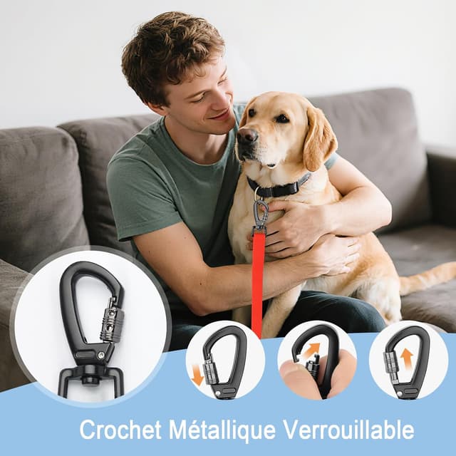 Detalle de Longe pour Chien étanche (1,8 m à 30 m) – Laisse de dressage avec poignée confortable