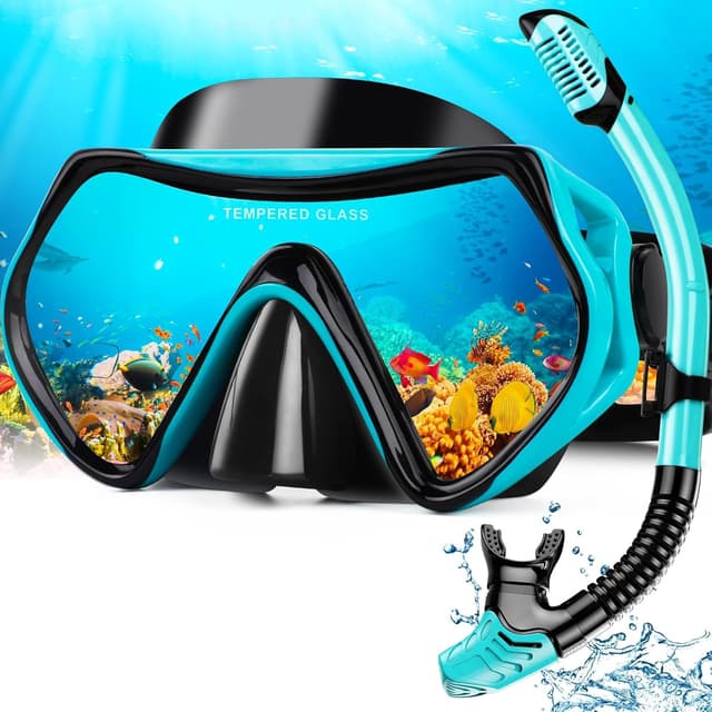 Detalle de Hydomi Adult Snorkel Set – Leak-proof mask with anti-fog tempered glass and dry-top snorkel