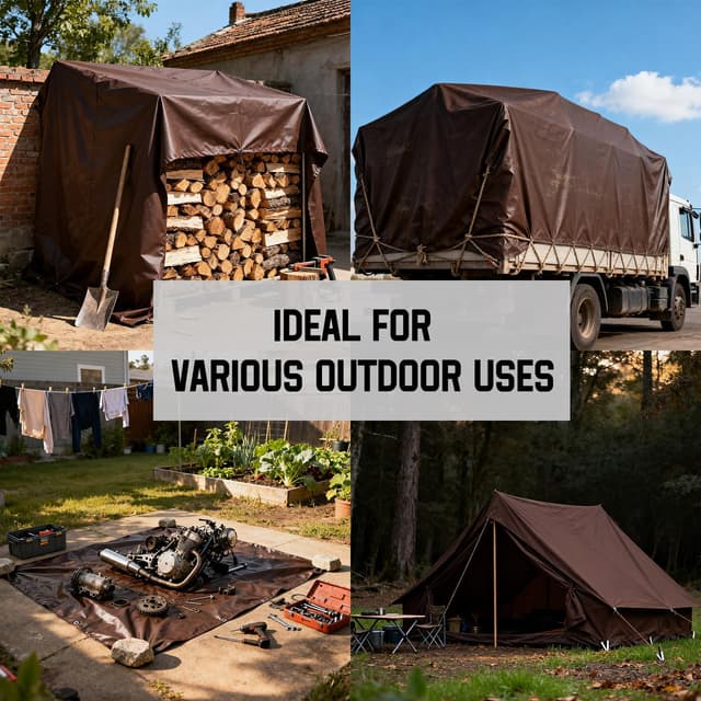 Thumbnail 6 de 20 x 40 FT Waterproof Heavy Duty Tarp (10 Mil) PE Plastic Cover, Brown/Black Reversible