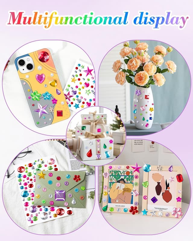 Thumbnail 6 de 6124Pcs Gem Stickers Self-Adhesive Gems 🎨