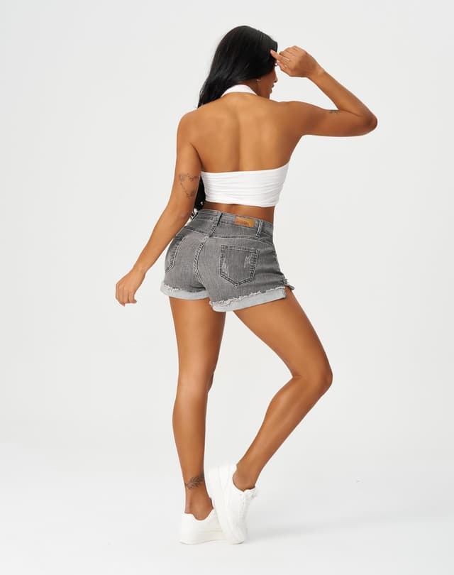 Detalle 2 de roswear Women’s Ripped Mid-Rise Stretchy Denim Jean Shorts