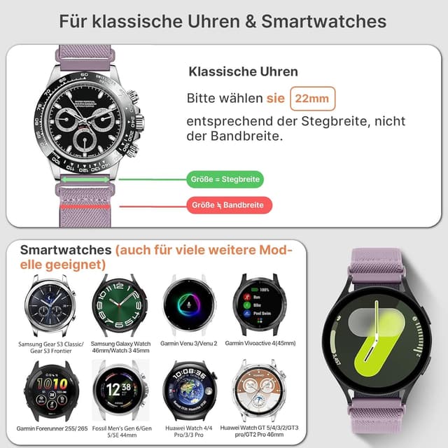 Thumbnail 3 de Fullmosa Wasserabweisend Nylon Armband 22mm