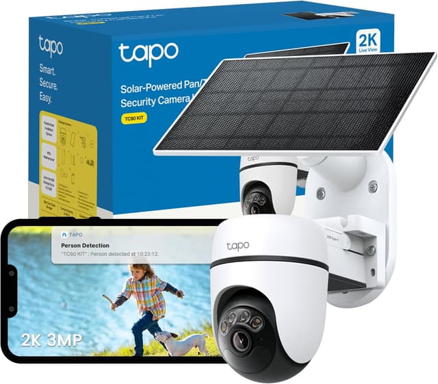 Detalle de Tapo TC90 2K solar security camera kit