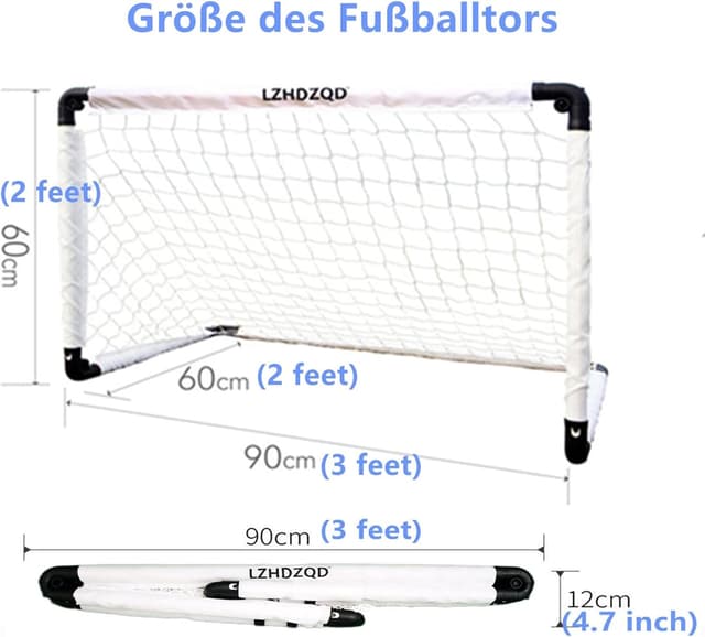 Thumbnail 6 de LZHDZQD klappbares Mini-Fußballtor für Kinder (60×45 / 90×60 / 115×80 cm) – faltbar für Garten & drinnen