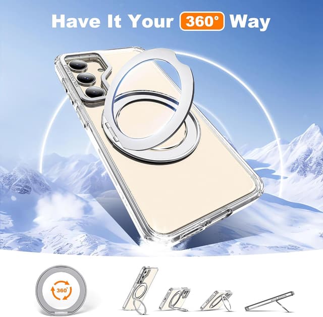 Detalle de Zalinbo for Samsung Galaxy S25 Case with 360° Rotatable Magnetic Ring Stand & Mag-Safe Compatibility