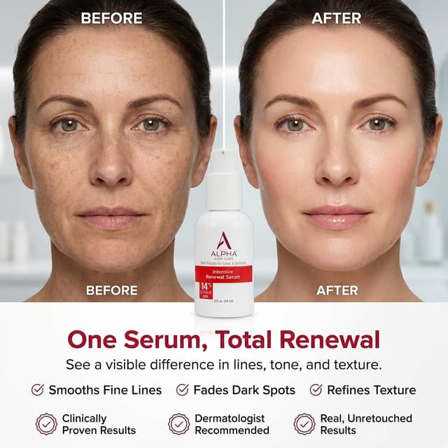 Detalle de Alpha Skin Care Renewal Serum (14% Glycolic AHA) for Lines, Wrinkles & Uneven Tone, 2 Oz