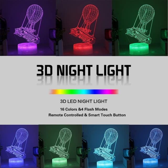 Detalle 2 de Hoofun hot air balloon 3D LED night light