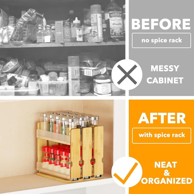 Detalle 2 de SpaceAid Bamboo Pull Out Spice Rack Organizer