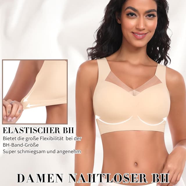 Detalle 2 de Damen BH ohne Bügel mit nahtlosem Komfort-Fit (T-Shirt/Soft-Bralette) – gepolsterte, abnehmbare Cups