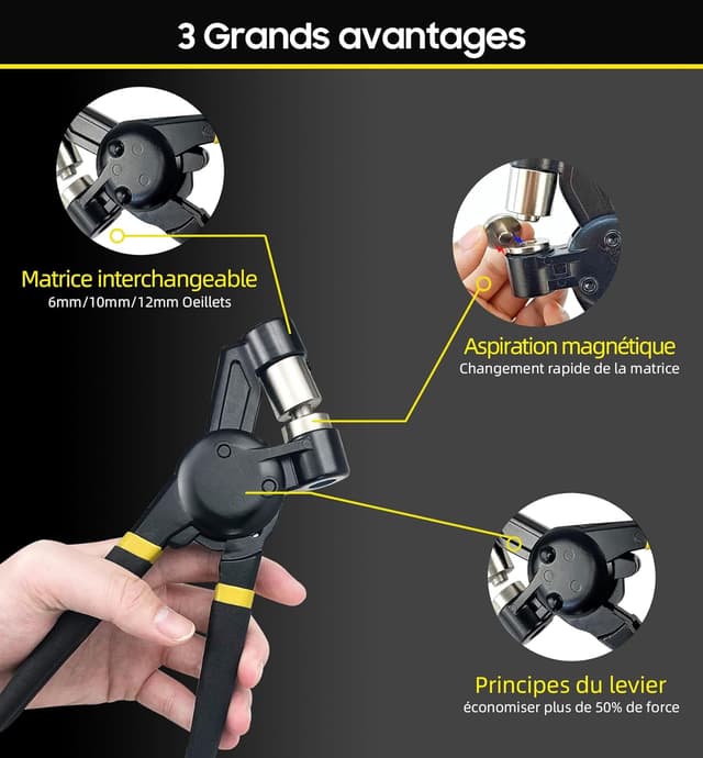 Detalle de HAPDEN pince à oeillets 6, 10, 12 mm