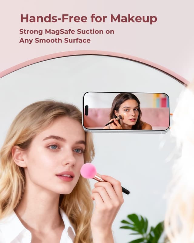 Detalle de Syncwire Magnetic Suction Phone Mount for MagSafe (Orange) with Silicone Octo Cup Grip Ring Holder