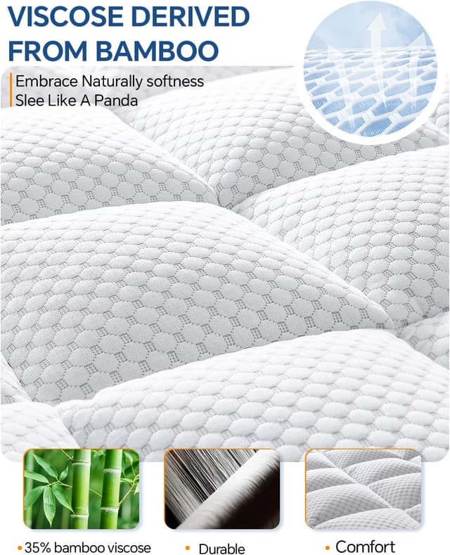 Detalle 2 de BEDDELITE King Dual-Layer 4 Inch Mattress Topper with Gel Foam and Stretchable Pockets