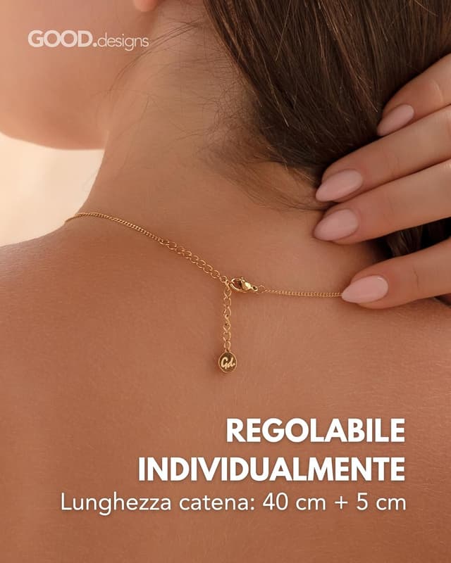 Detalle 2 de GD GOOD.designs Collana Lettera Oro Bubble A–Z con iniziale in acciaio inox placcato oro 18K