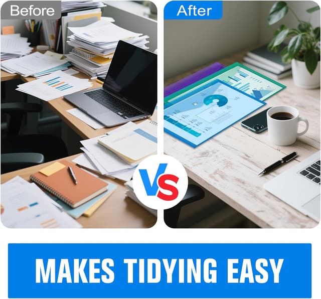 Detalle de Mutsitaz 24er Set A4-Dokumententaschen mit Druckknopf – bunte Kunststoffhüllen, 8 Farben