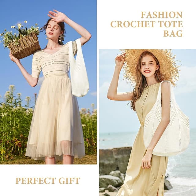 Detalle 2 de Aucuu sac fourre-tout femme en crochet ajouré