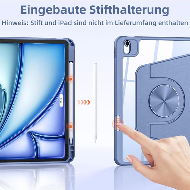 Detalle de drivego 360° drehbare Hülle für iPad Air 11 Zoll (M4/M3/M2) & iPad Pro 11 Zoll mit abnehmbarer Magnet-Rückseite, Blau