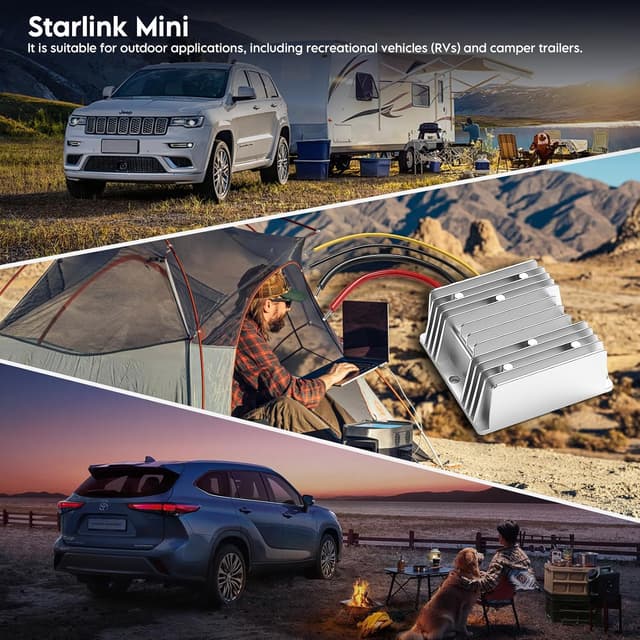Detalle de XLTTYWL Starlink Mini adattatore 12 V con booster DC-DC fino a 144 W (12 V → 48 V 3 A) e cavo CC da 2 m