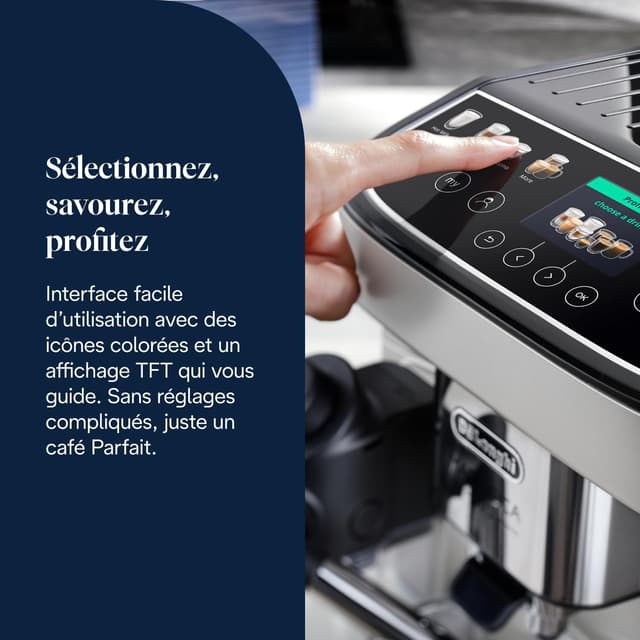 Detalle de De’Longhi Magnifica Evo Next Perfetto (ECAM312.80.SB) – Machine à café automatique avec lattecrema et écran tactile couleur