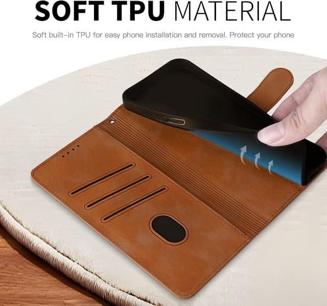 Detalle de Rostsant Handyhülle für Samsung Galaxy A25 5G mit Kartenfächern und Magnetverschluss (Löwenzahn, Violett)