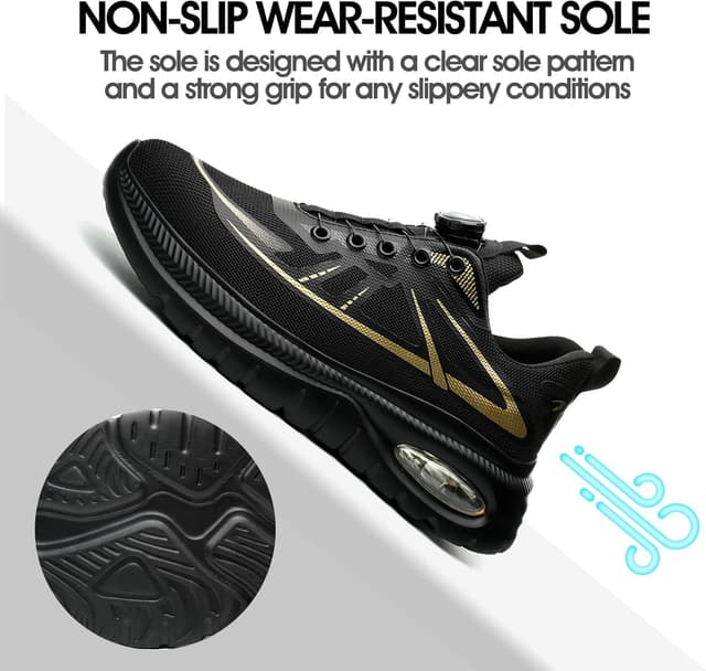 Detalle de Chaussures de sécurité GemChve ultra légères avec embout acier, antidérapantes et respirantes (hommes/femmes) 37-46