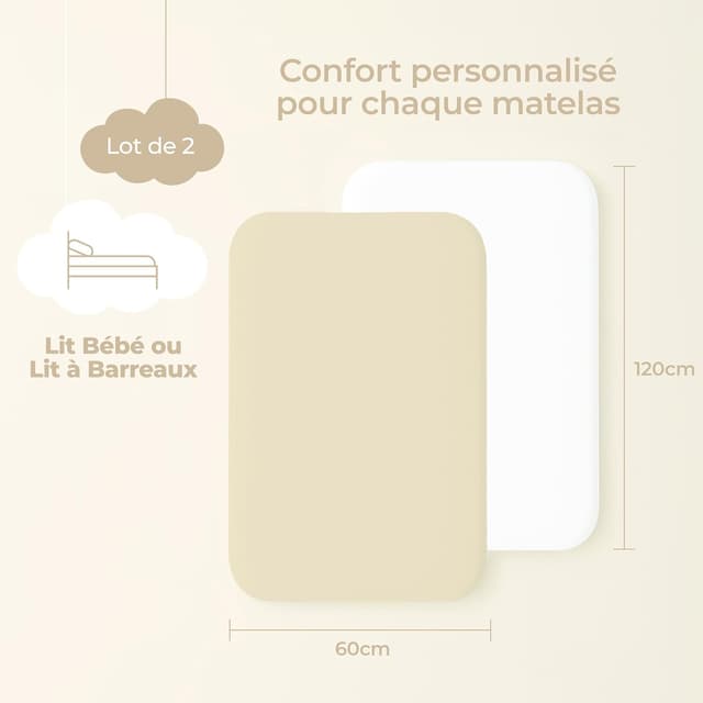 Detalle 2 de Dreamzie Drap housse 60x120, lot de 2