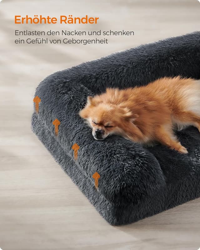 Detalle de Feandrea FluffyHug Hundebett (Größe M) – Hundekissen mit Noppenschaum, abziehbarer & waschbarer Bezug – 76 x 58 x 16 cm, dunkelgrau