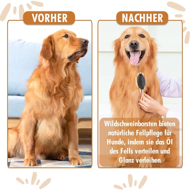 Detalle de Bambus 2in1 Hundebürste & Katzenbürste – Glätten und Entfilzen für mittel- bis langhaariges Fell