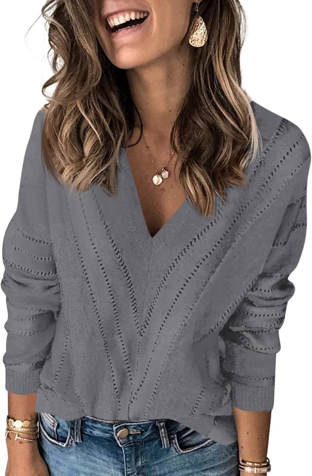 Detalle de Fisoew Damen Oversized V-Ausschnitt