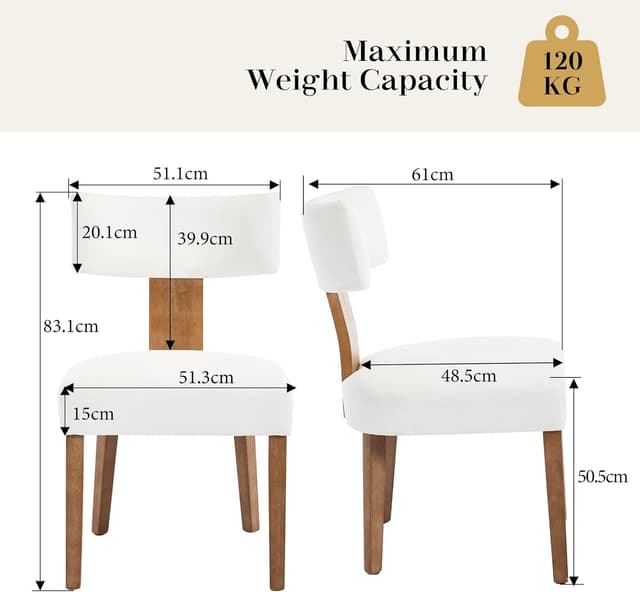Detalle 2 de Set di 2 sedie da pranzo in lino