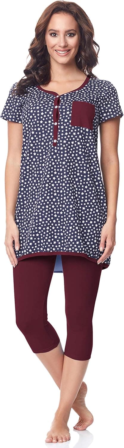 Detalle de Be Mammy Pijama Premamá Camiseta y Leggins 3/4 BE20-177