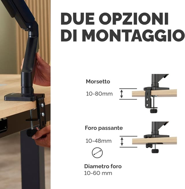 Detalle de Fellowes Braccio Monitor Singolo Everyday Plus per schermi 17–32" (2–9 kg) con regolazione in altezza, inclinazione e rotazione – Nero