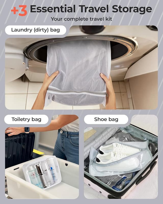 Detalle 2 de BAGSMART 18-Piece Vacuum Bags for Travel with Rechargeable Air Pump (Gray)