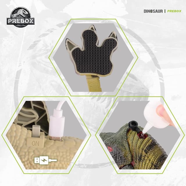 Detalle de PREBOX ferngesteuerter Dinosaurier-Roboter (RC) mit Brüllen, Sprühfunktion & Bewegungen – Geschenk für Kinder 3–12 Jahre