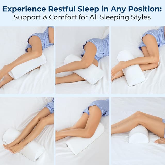 Detalle 2 de 5 Stars United Knee Pillow for Back Sleeping with Memory Foam Leg Support (Half-Moon Bolster) – White