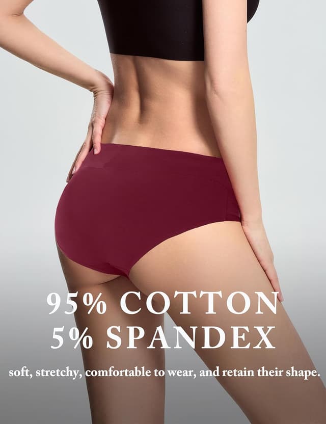 Detalle de Coswind lot de 5 culottes femme en coton taille haute anti-transpiration